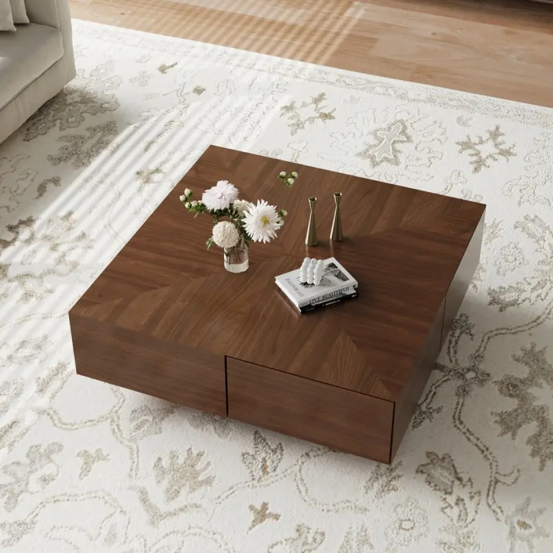 B&agrave;n tr&agrave; vu&ocirc;ng tối giản 4 ngăn BT112