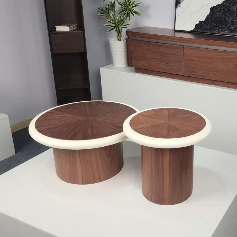 Bộ b&agrave;n tr&agrave; gỗ tr&ograve;n c&oacute; viền BT113