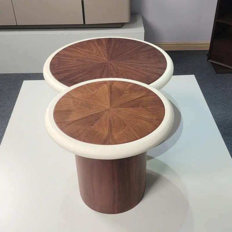 Bộ b&agrave;n tr&agrave; gỗ tr&ograve;n c&oacute; viền BT113