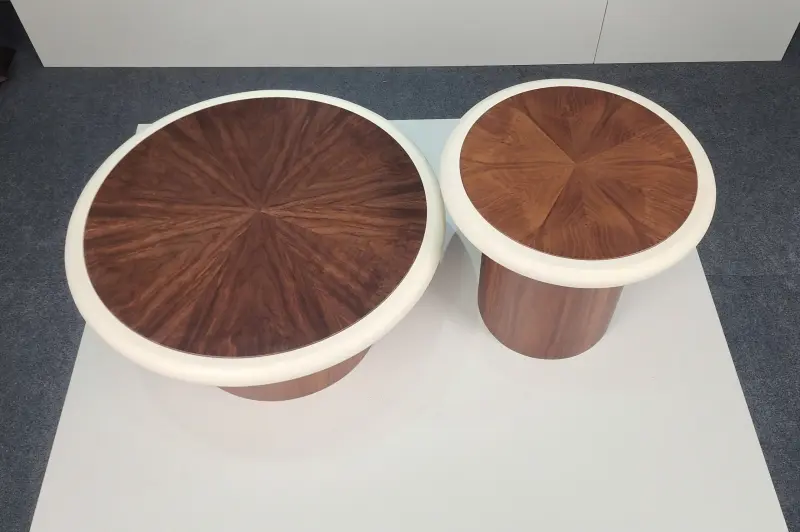 Bộ b&agrave;n tr&agrave; gỗ tr&ograve;n c&oacute; viền BT113