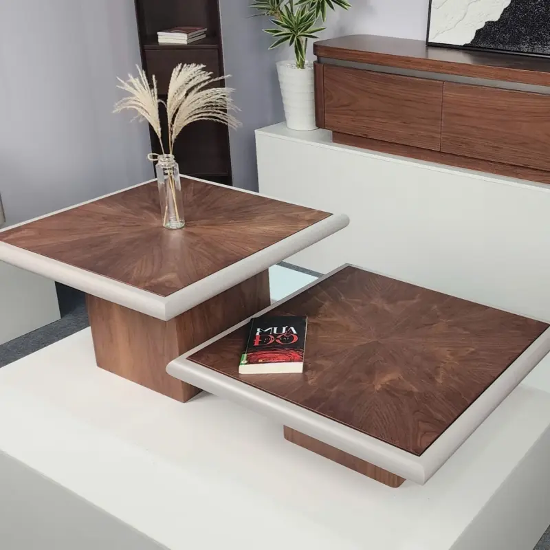 Bộ b&agrave;n tr&agrave; gỗ vu&ocirc;ng c&oacute; viền BT111