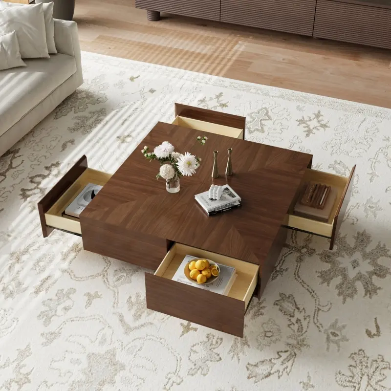 B&agrave;n tr&agrave; vu&ocirc;ng tối giản 4 ngăn BT112