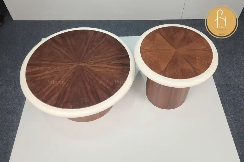 Bộ b&agrave;n tr&agrave; gỗ tr&ograve;n c&oacute; viền BT113