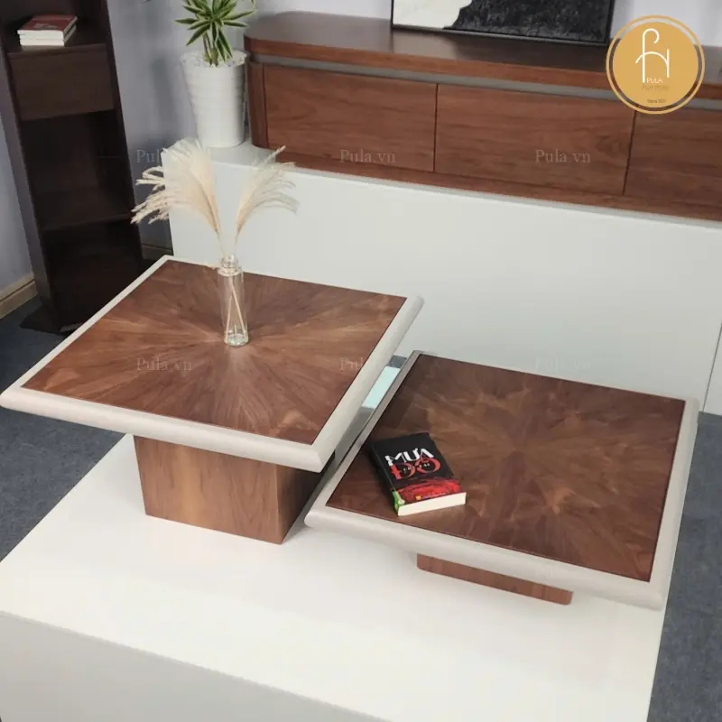 Bộ b&agrave;n tr&agrave; gỗ vu&ocirc;ng c&oacute; viền BT111