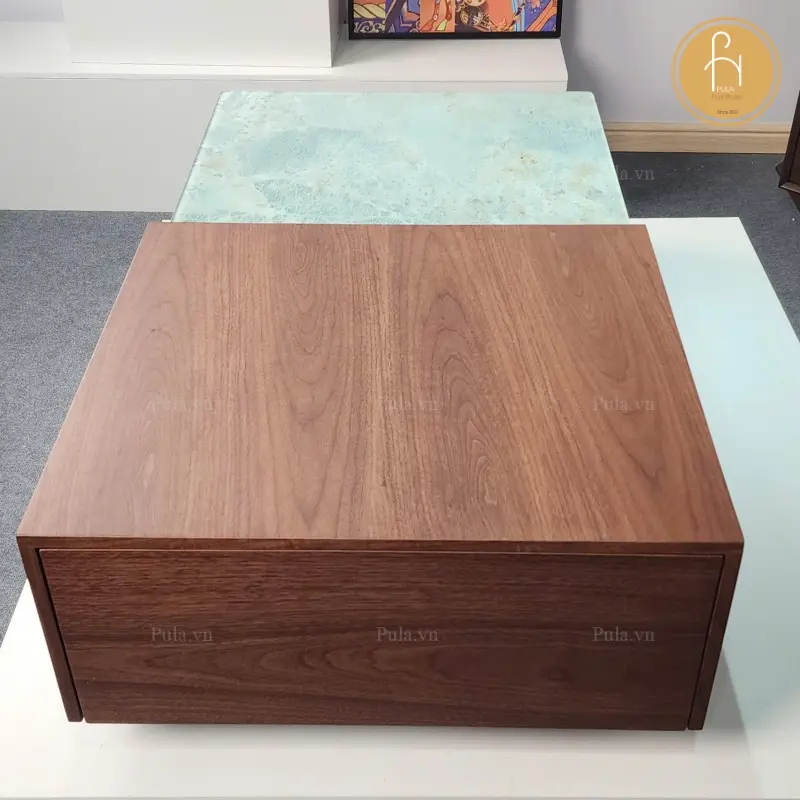 B&agrave;n tr&agrave; chữ nhật phong c&aacute;ch &Yacute; hiện đại BT114 mặt đ&aacute; xanh