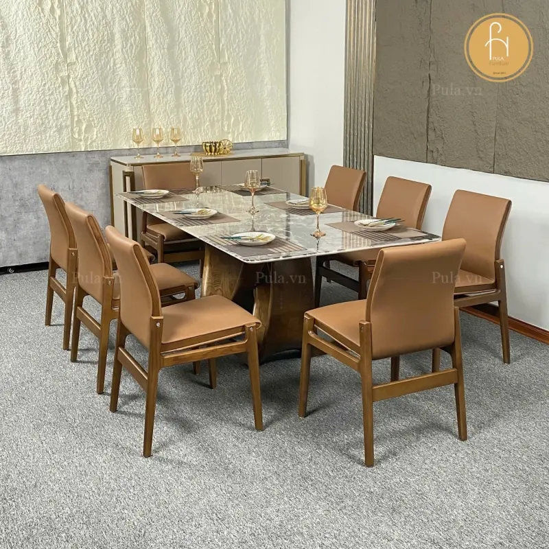 Ghế ăn nhập khẩu cao cấp GA14 phi&ecirc;n bản n&acirc;u đi c&ugrave;ng b&agrave;n ăn mặt đ&aacute; 