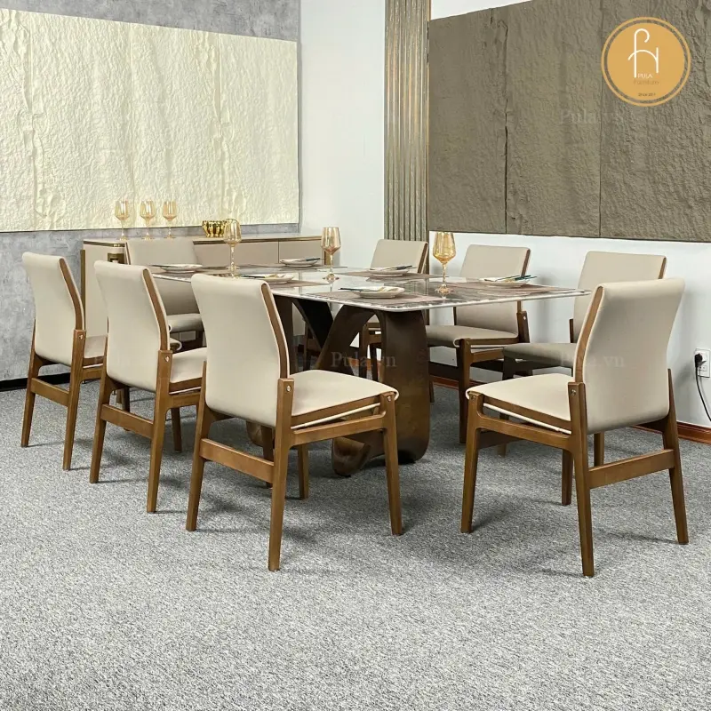 Ghế ăn nhập khẩu cao cấp GA14 đi c&ugrave;ng b&agrave;n ăn mặt đ&aacute; ch&acirc;n v&ocirc; cực 