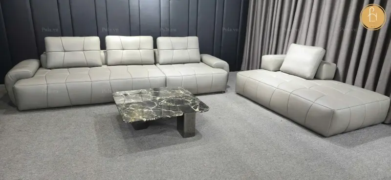 Sofa da b&ograve; phong c&aacute;ch &Yacute; hiện đại Boston (V98) ho&agrave;n thiện tại xưởng