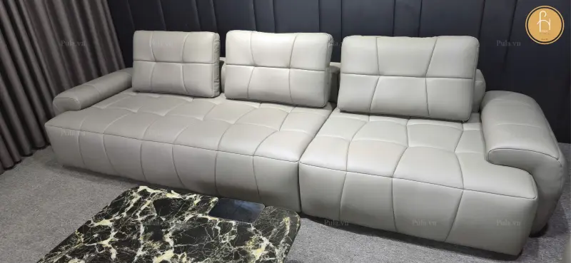 Sofa da b&ograve; phong c&aacute;ch &Yacute; hiện đại Boston (V98) ho&agrave;n thiện tại xưởng