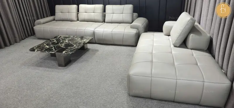Sofa da b&ograve; phong c&aacute;ch &Yacute; hiện đại Boston (V98) ho&agrave;n thiện tại xưởng