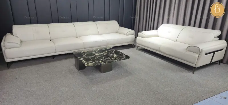 Sofa da b&ograve; thật phong c&aacute;ch &Yacute; Estella (V97)