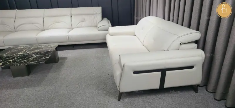 Sofa da b&ograve; thật phong c&aacute;ch &Yacute; Estella (V97)