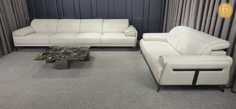 Sofa da b&ograve; thật phong c&aacute;ch &Yacute; Estella (V97)