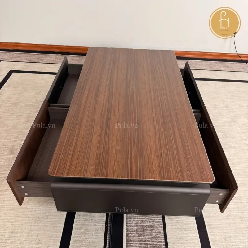 B&agrave;n tr&agrave; gỗ chữ nhật nhập khẩu BT116 c&oacute; 4 ngăn k&eacute;o si&ecirc;u rộng 