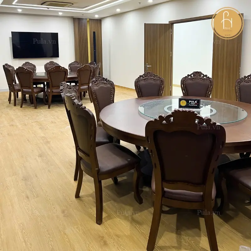 Bộ b&agrave;n ăn tr&ograve;n 10 ghế cao cấp 