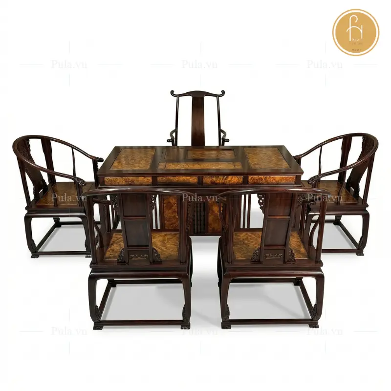 Bộ b&agrave;n tr&agrave; đạo cổ gỗ cao cấp MD03