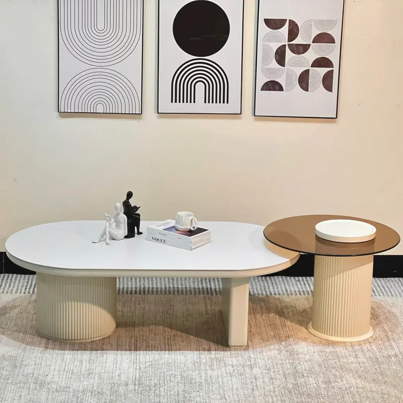 Bộ b&agrave;n tr&agrave; đ&ocirc;i nhập khẩu BT117 phi&ecirc;n bản m&agrave;u kem s&aacute;ng 