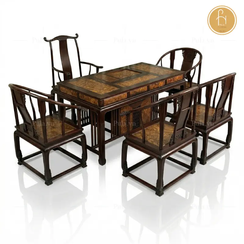 Bộ b&agrave;n tr&agrave; đạo cổ gỗ cao cấp MD03