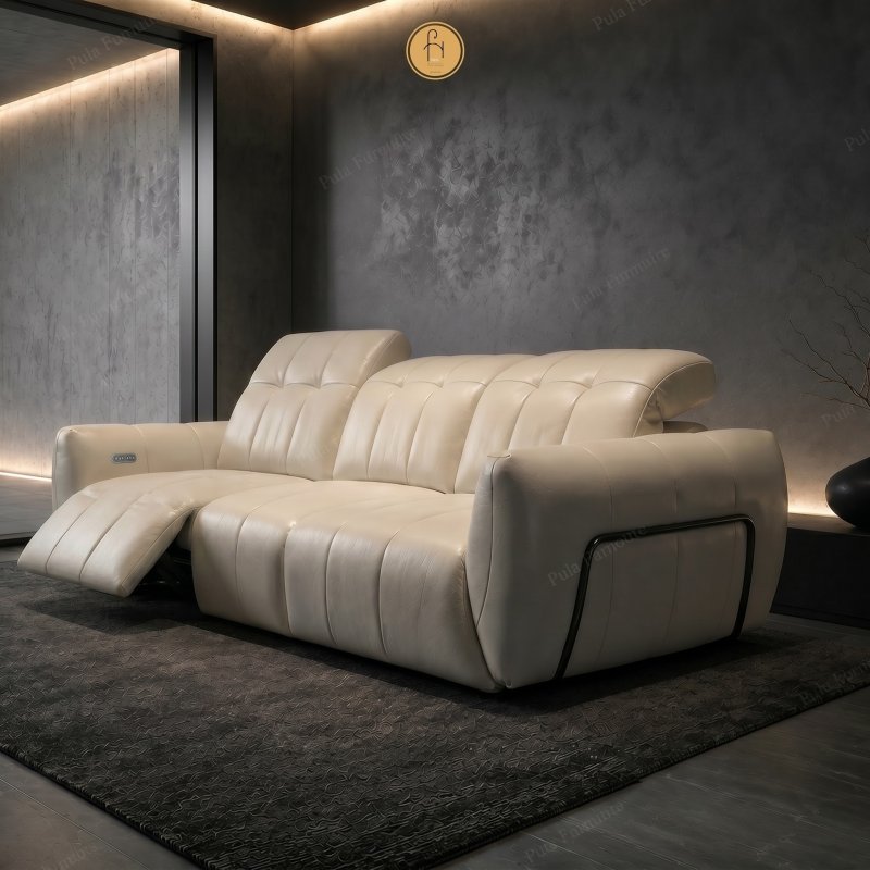 Sofa da B&ograve; chỉnh điện Mavish (V99) c&oacute; 2 động cơ điện 2 đầu 