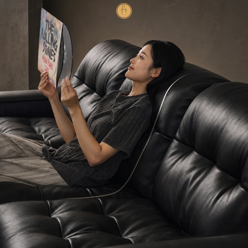 Sofa văng da b&ograve; &Yacute; hiện đại Domus (V104)