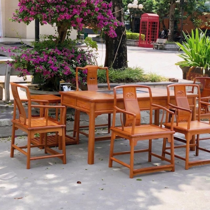 Bộ bàn trà đạo gỗ Hương TD05 hoàn thiện thực tế
