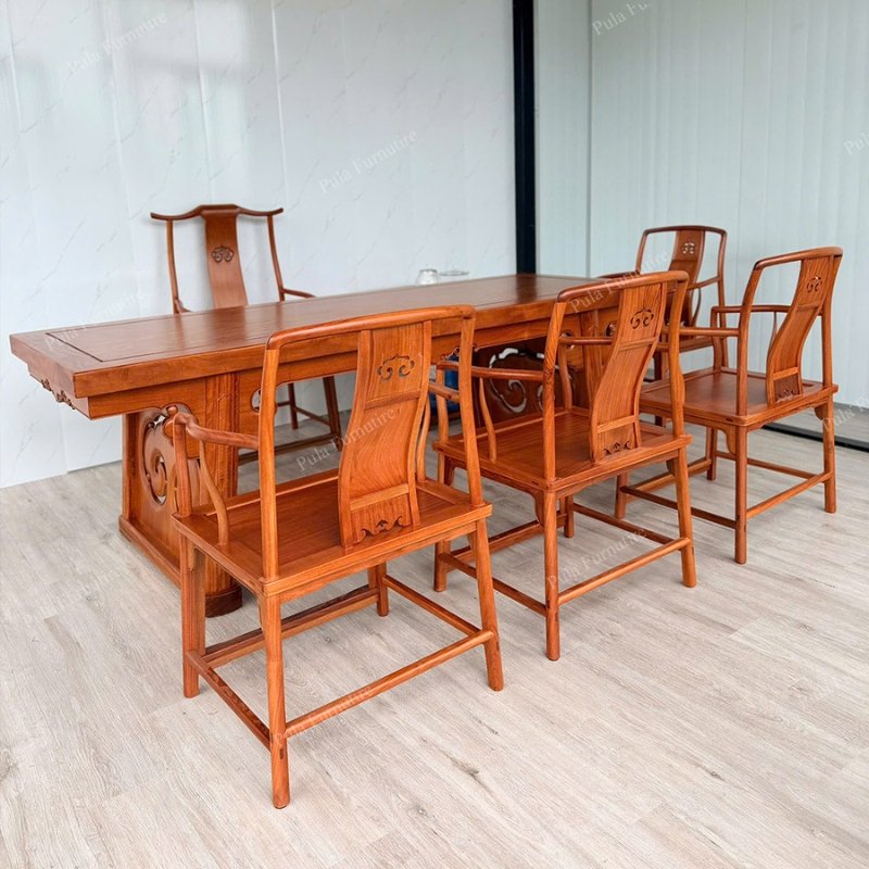 Bộ bàn ghế trà đạo Trung Hoa gỗ Hương TD11