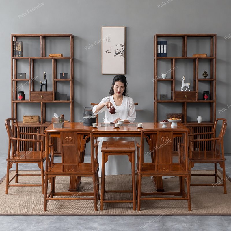 Bộ bàn trà đạo gỗ Hương 7 món phòng khách TD09