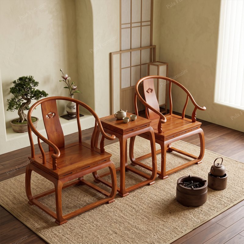 Bộ 3 bàn trà đạo Minh tròn gỗ Hương TD22