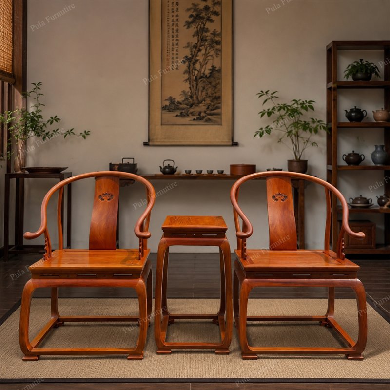 Bộ 3 bàn trà đạo Minh tròn gỗ Hương TD22