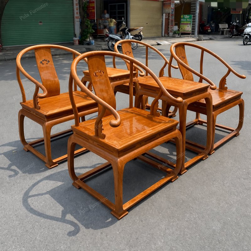 Bộ 3 bàn trà đạo Minh tròn gỗ Hương TD22