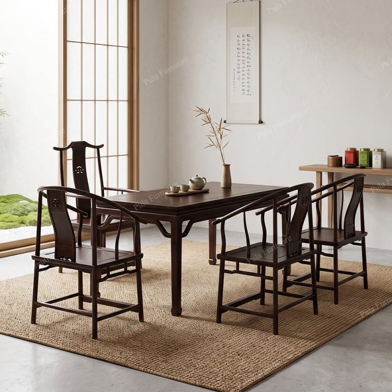 Bộ bàn trà gỗ Hương phong cách nhà Minh cổ TD12