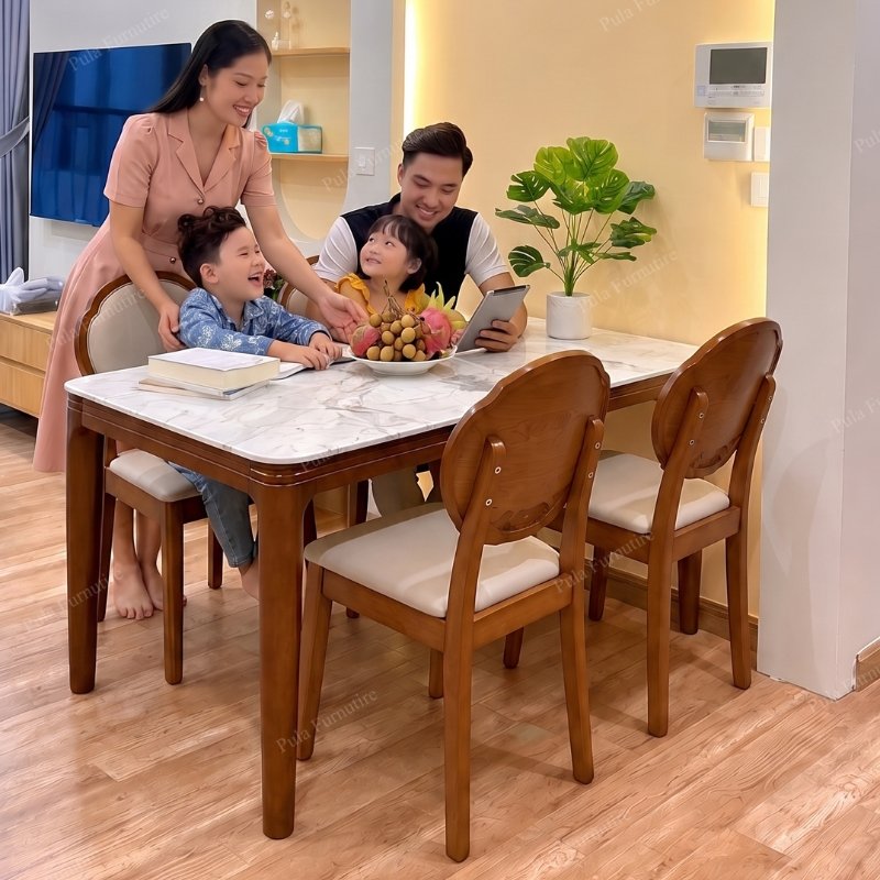 Bộ b&agrave;n ăn 4 ghế nhỏ gọn cho chung cư BGA67