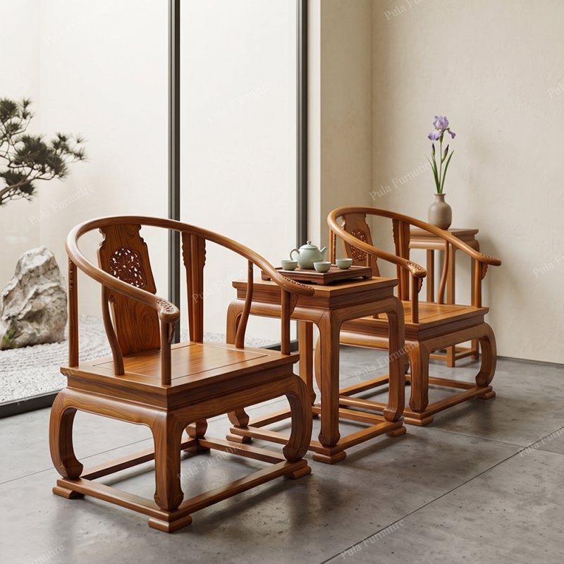 Bộ bàn trà 3 món ghế Minh gỗ Hương TD25