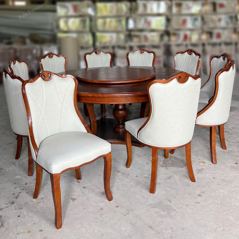 Ghế ăn t&acirc;n cổ điển sang trọng N10 v&agrave; b&agrave;n ăn tr&ograve;n ho&agrave;n thiện