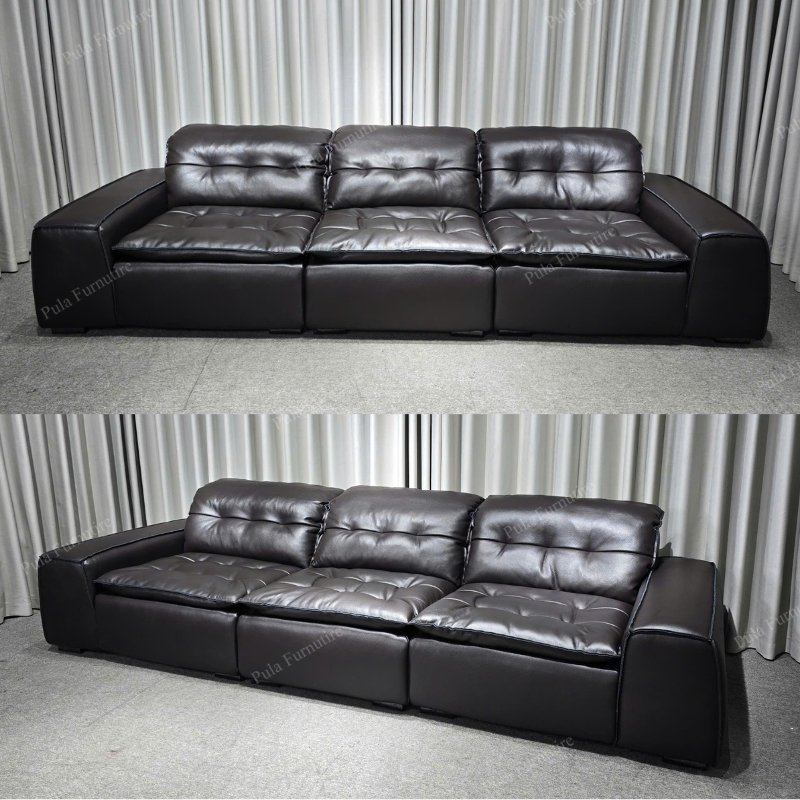 Sofa văng bọc da cao cấp Brendo (V109) ho&agrave;n thiện tại xưởng Pula