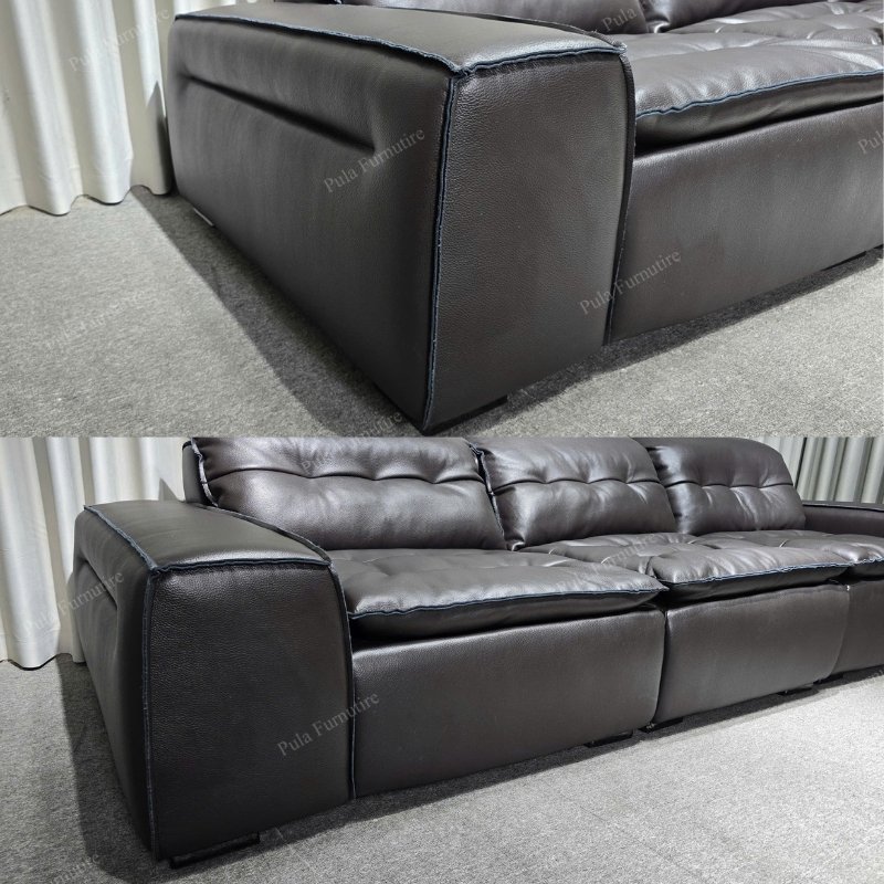 Sofa văng bọc da cao cấp Brendo (V109) ho&agrave;n thiện tại xưởng Pula