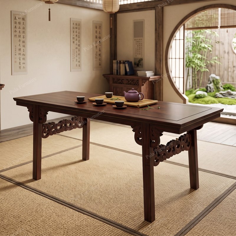 B&agrave;n tr&agrave; đạo gỗ Hương họa tiết sang trọng BAT05