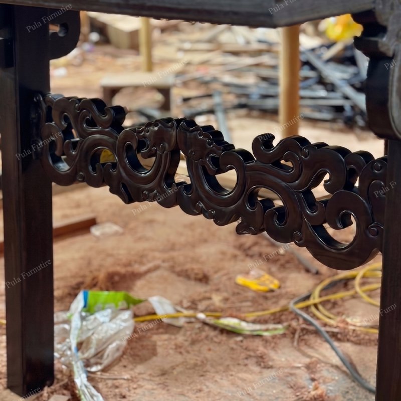 B&agrave;n tr&agrave; đạo gỗ Hương họa tiết sang trọng BAT05 với họa tiết 