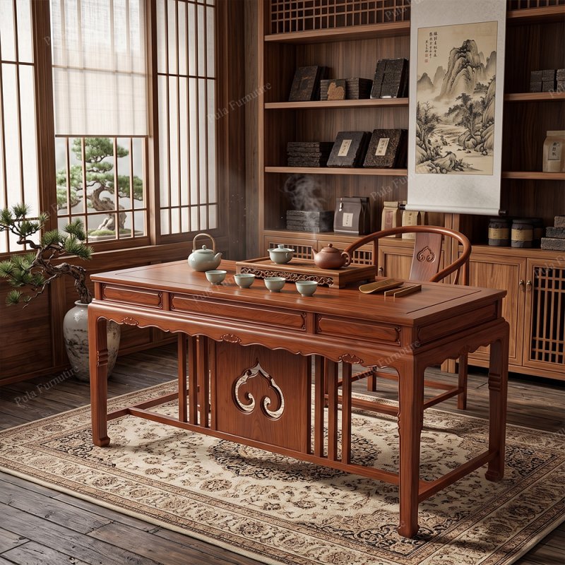 B&agrave;n tr&agrave; gỗ phong c&aacute;ch nh&agrave; Minh cổ BAT01