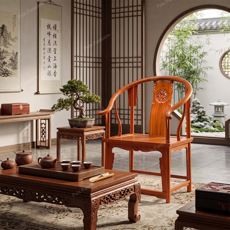 Ghế Minh cổ tr&agrave; đạo gỗ Hương GPT15