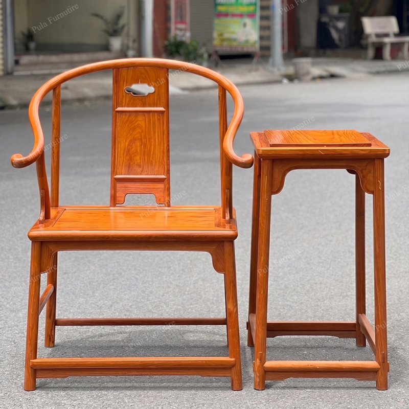 Ghế tr&agrave; cổ d&aacute;ng Minh gỗ Hương GPT16
