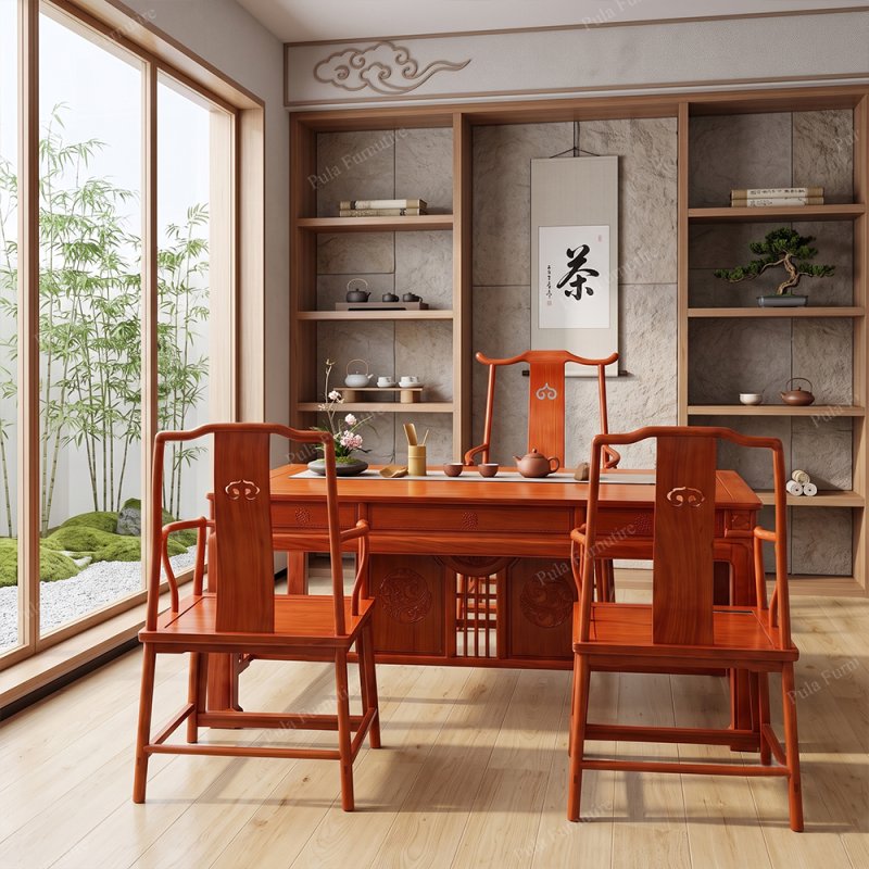 Bộ bàn ghế trà thất 4 món gỗ Hương TD37