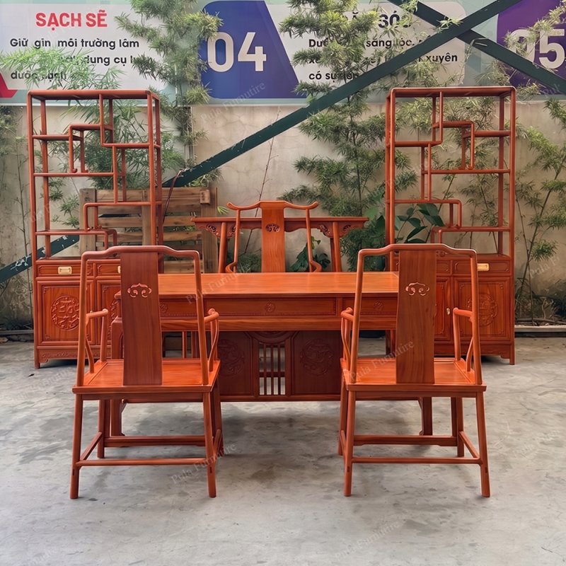Bộ bàn ghế trà thất 4 món gỗ Hương TD37