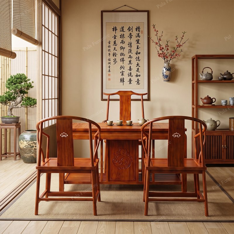 Bộ bàn trà nhỏ 4 món gỗ Hương TD19