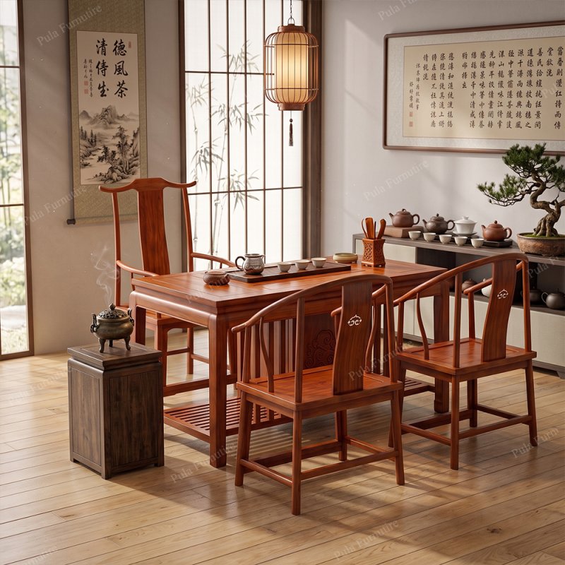 Bộ bàn trà nhỏ 4 món gỗ Hương TD19
