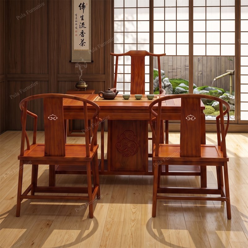 Bộ bàn trà nhỏ 4 món gỗ Hương TD19
