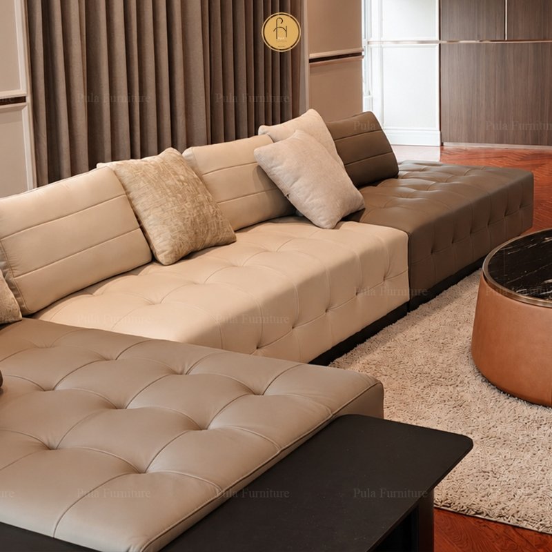 Sofa g&oacute;c L bọc da cao cấp