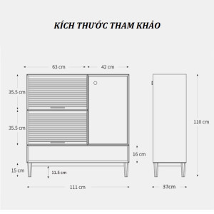 Kích thước tham khảo Tủ giày gỗ Pula SC06