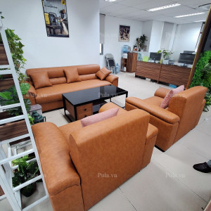 Bộ sofa da bò thật cho văn phòng 