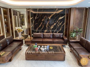 Bộ sofa gỗ óc chó cao cấp Pula